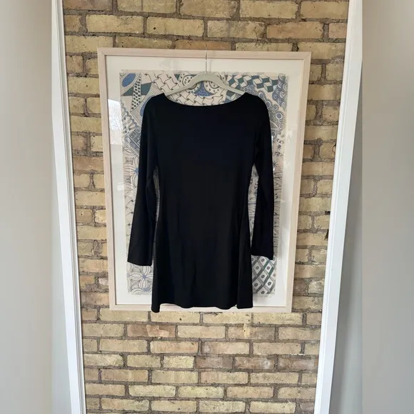 new Reformation Jaelynn long sleeve knit mini dress boat neck in black
