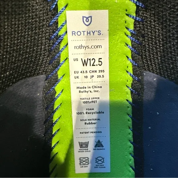 NEW Rothy’s Mary Jane Bow Ballet Flats Black Pointed Toe Knit Women’s US 12.5
