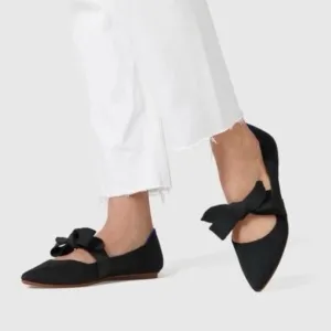 NEW Rothy’s Mary Jane Bow Ballet Flats Black Pointed Toe Knit Women’s US 12.5