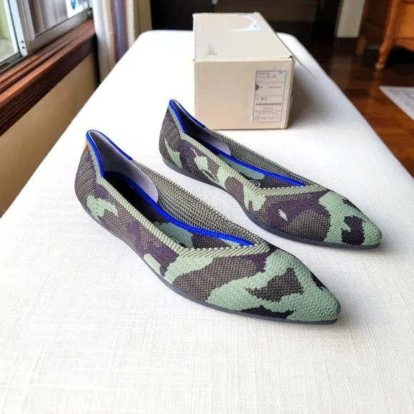 New! Rothy’s sz 8.5 The Point Olive Camo Pointed Toe Flats Women's NWT Rothys
