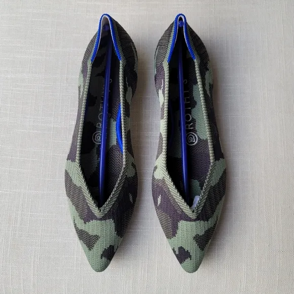 New! Rothy’s sz 8.5 The Point Olive Camo Pointed Toe Flats Women's NWT Rothys