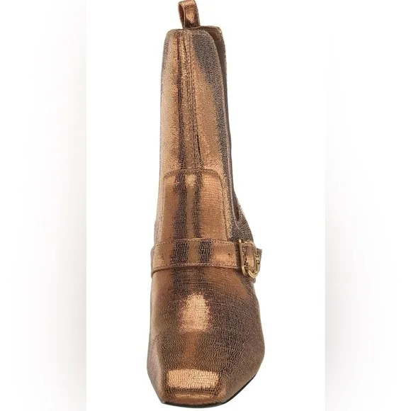 NEW! Sam Edelman SUZETTE BUCKLE WESTERN BOOTIE DEEP GOLD LEATHER