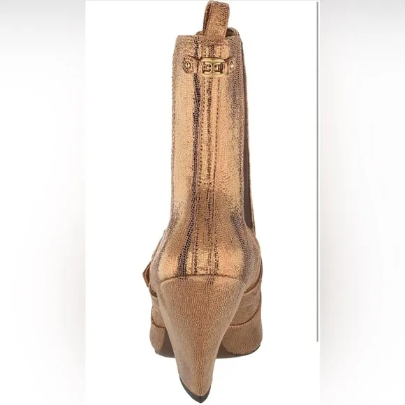NEW! Sam Edelman SUZETTE BUCKLE WESTERN BOOTIE DEEP GOLD LEATHER