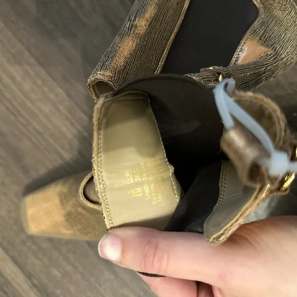 NEW! Sam Edelman SUZETTE BUCKLE WESTERN BOOTIE DEEP GOLD LEATHER