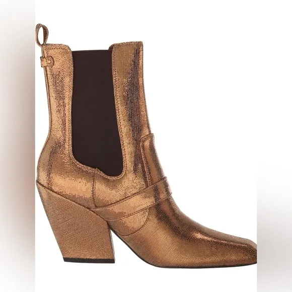 NEW! Sam Edelman SUZETTE BUCKLE WESTERN BOOTIE DEEP GOLD LEATHER