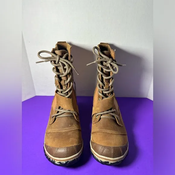 New Sorel Slimboot Lace Mid Autumn Brown Leather Buckle Boot 10