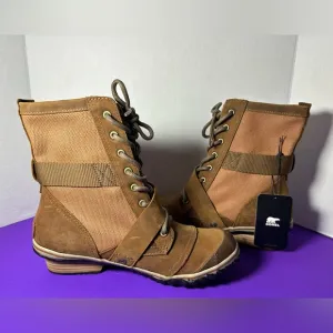 New Sorel Slimboot Lace Mid Autumn Brown Leather Buckle Boot 10