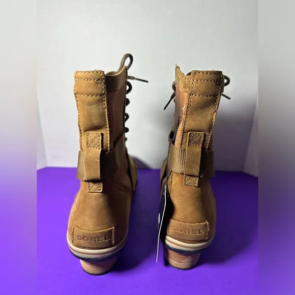 New Sorel Slimboot Lace Mid Autumn Brown Leather Buckle Boot 10