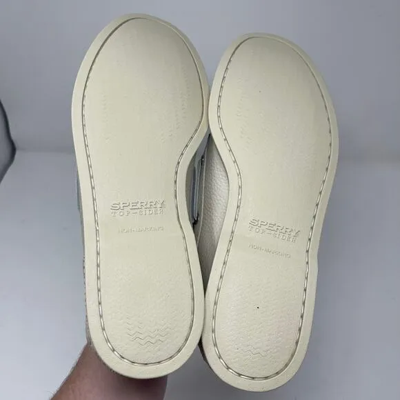 New Sperry Authentic Original Ice white Leathef Boat Shoe sz 10