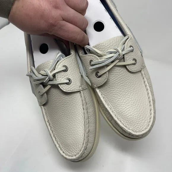 New Sperry Authentic Original Ice white Leathef Boat Shoe sz 10