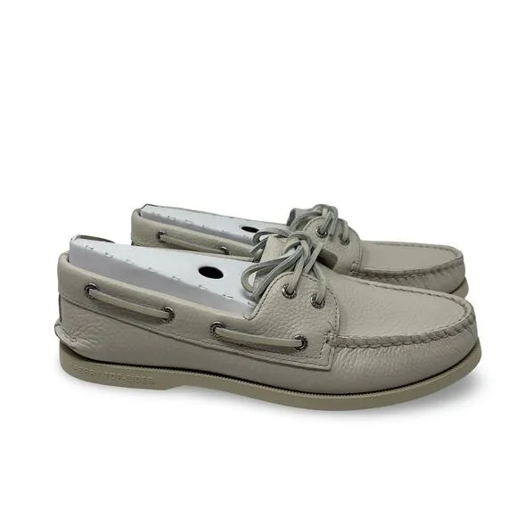 New Sperry Authentic Original Ice white Leathef Boat Shoe sz 10