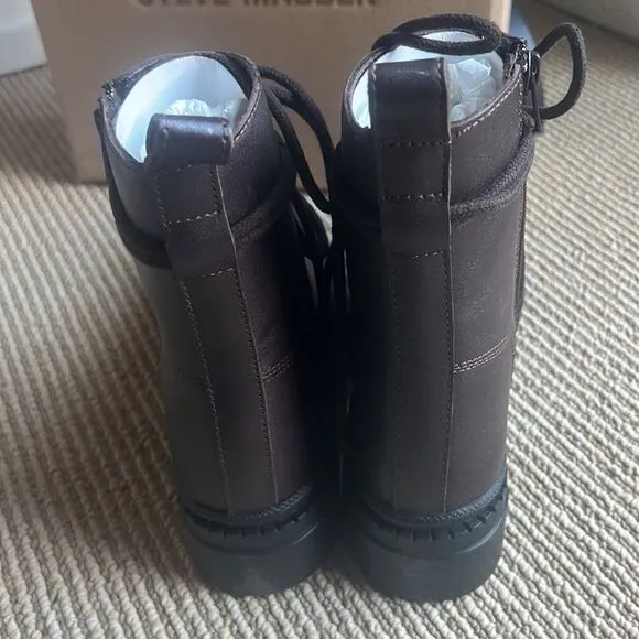 NEW Steve Madden lace up combat boots brown 8.5