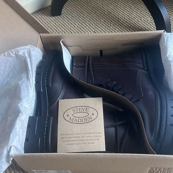 NEW Steve Madden lace up combat boots brown 8.5