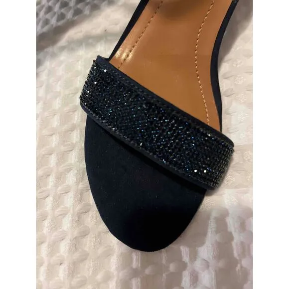NEW Style &amp; Co Dark Navy Blue Microsuede Open Toe Stiletto Heels Size 6.5