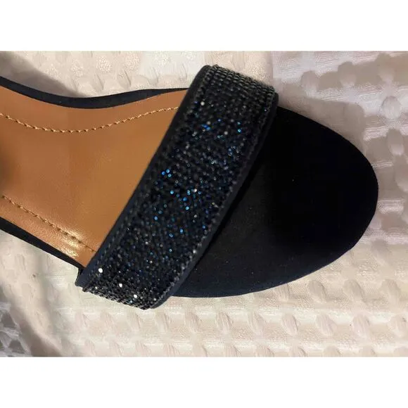 NEW Style &amp; Co Dark Navy Blue Microsuede Open Toe Stiletto Heels Size 6.5