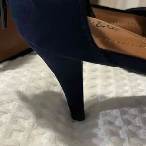 NEW Style &amp; Co Dark Navy Blue Microsuede Open Toe Stiletto Heels Size 6.5