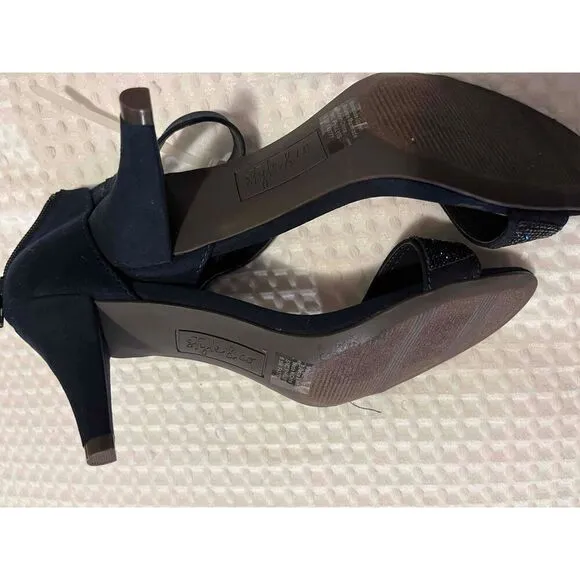NEW Style &amp; Co Dark Navy Blue Microsuede Open Toe Stiletto Heels Size 6.5
