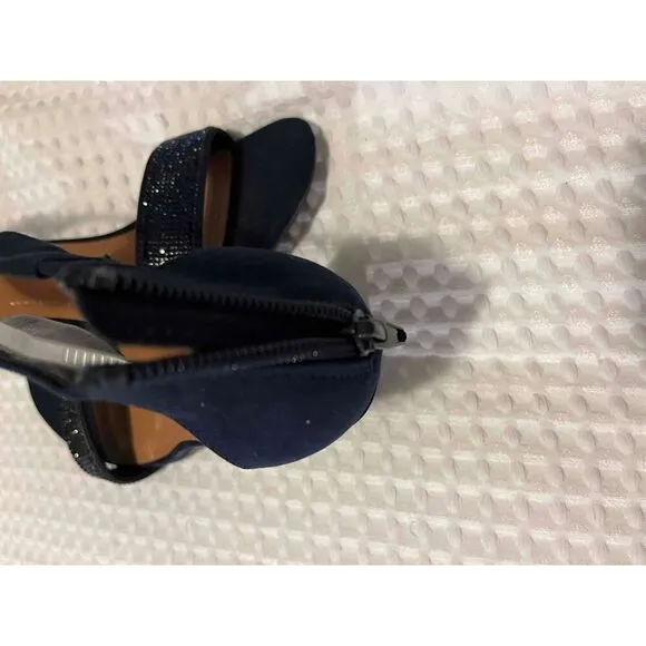 NEW Style &amp; Co Dark Navy Blue Microsuede Open Toe Stiletto Heels Size 6.5