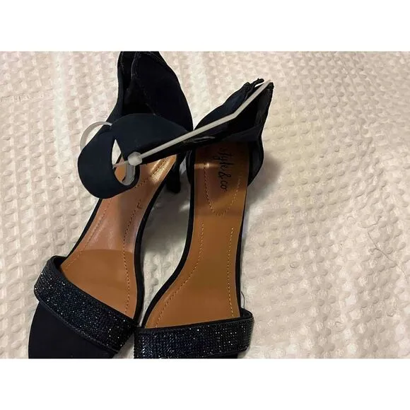 NEW Style &amp; Co Dark Navy Blue Microsuede Open Toe Stiletto Heels Size 6.5