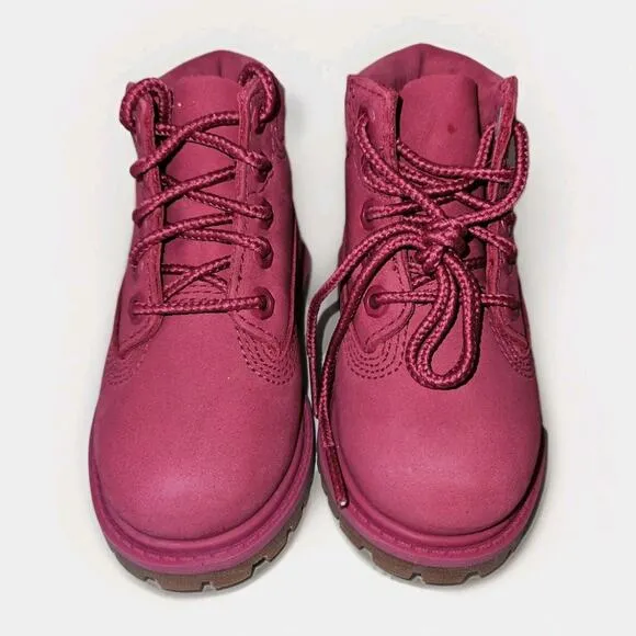New! Timberland Toddler Size 4 Premium 6&quot; 50th Anniversary Pink Leather boots -