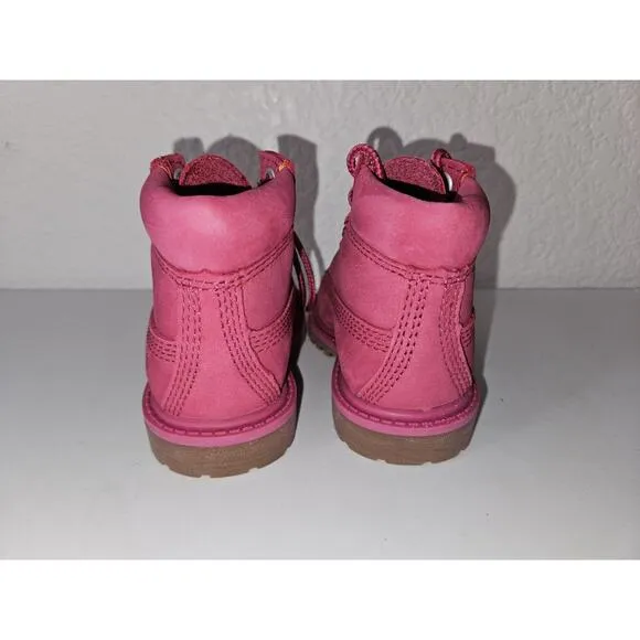 New! Timberland Toddler Size 4 Premium 6&quot; 50th Anniversary Pink Leather boots -