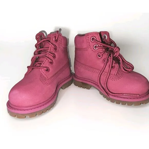 New! Timberland Toddler Size 4 Premium 6&quot; 50th Anniversary Pink Leather boots -