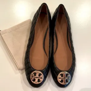 New Tory Burch Black Quilted Ballet Flats. Size 11. Dust bag included.