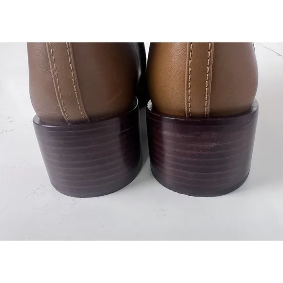 New TORY BURCH MILLER 45mm Leather Women's Ankle Boots Bootie Dark Tiramisu ~6.5
