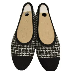 NEW VIIVAIA Women's Almond -Toe Tamia 2.0 Black Tweed Ballet Flats Size …