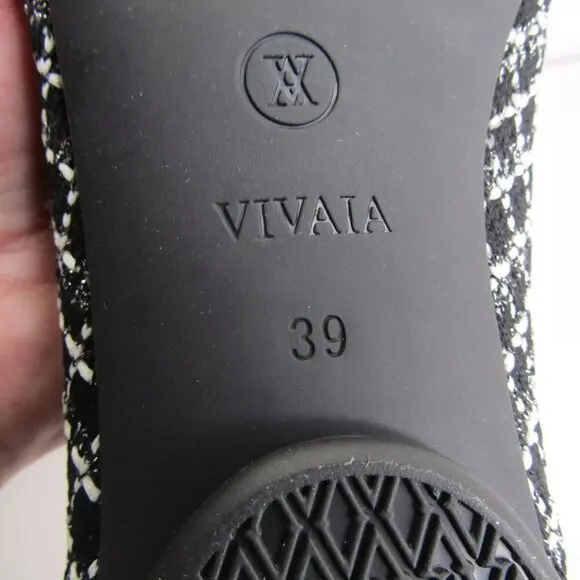 NEW VIIVAIA Women's Almond -Toe Tamia 2.0 Black Tweed Ballet Flats Size …