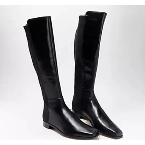 New Vince Camuto Librina Leather Tall Shaft Pointed Toe Boots Black Size 10M