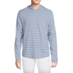 NEW Vince Men's Striped Lightweight Hoodie in Boat Blue Sz. XL
