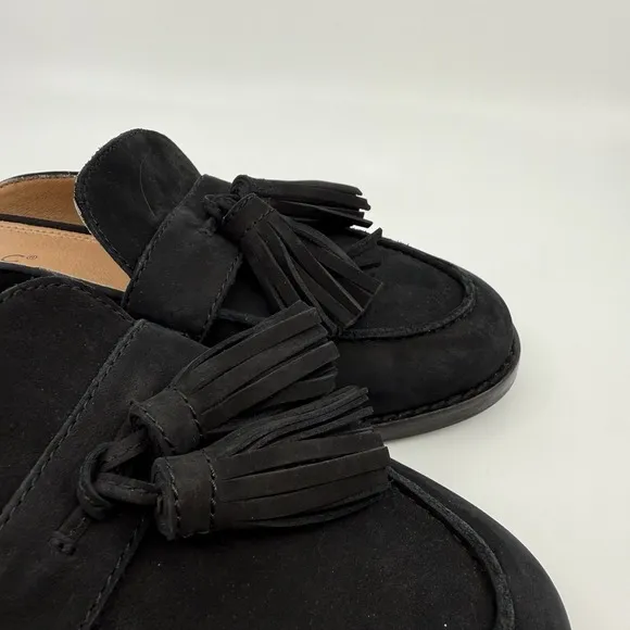 NEW VIONIC Reagan Nubuck TVW5034 Women 7 Black Tassel Leather Mule FLATS Comfort
