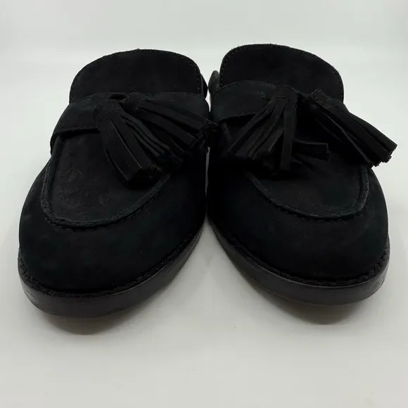 NEW VIONIC Reagan Nubuck TVW5034 Women 7 Black Tassel Leather Mule FLATS Comfort