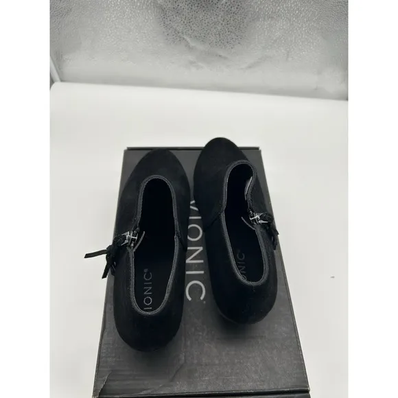 New Vionic Shyanne Suede Leather Side Zip Ankle Boots Black Tassel Orthotic 7M