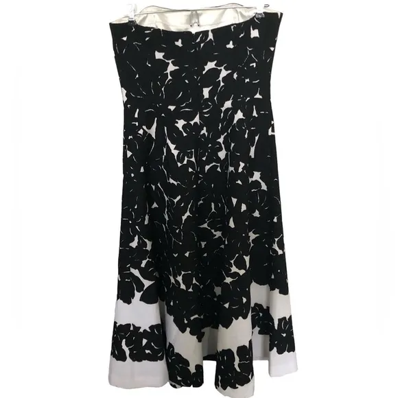 NEW White House Black Market Strapless dress midi fit and flare abstract pattern
