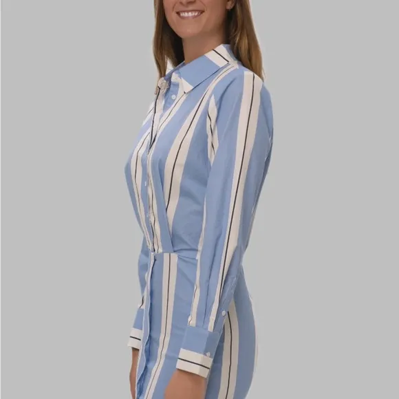 NEW WITH TAGS POWER BLUE &amp; WHITE STRIPE SHIRTDRESS MEDIUM