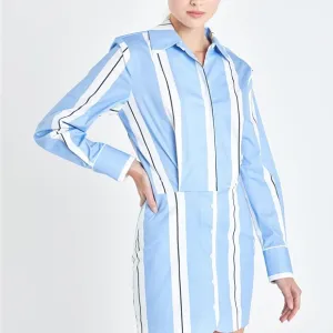 NEW WITH TAGS POWER BLUE &amp; WHITE STRIPE SHIRTDRESS MEDIUM