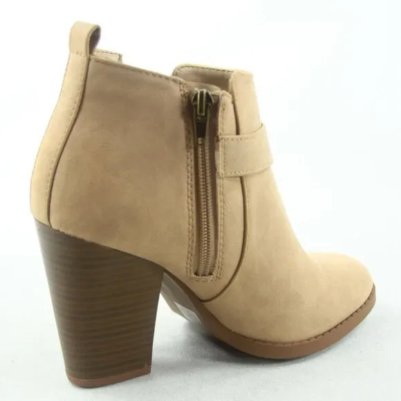 NEW Women's Faux Leather Round Pointy Toe Heel Booties Shoes