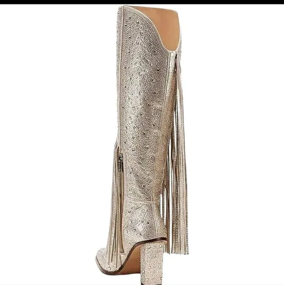 NEW WOMENS TASSEL RHINESTONE POINTED BOOTS 👢