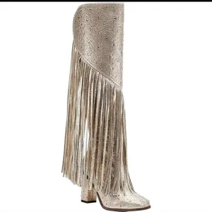NEW WOMENS TASSEL RHINESTONE POINTED BOOTS 👢