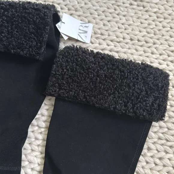 NEW ZARA HEELED SUEDE KNEE HIGH BOOTS BLACK Sz EU 38 US 7.5