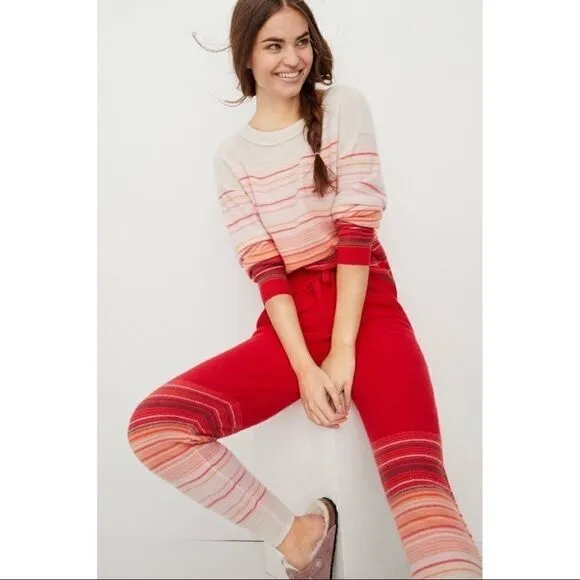NEW Anthropologie Pilcro Emmeline Boat-Neck Cashmere Striped Ombre Sweater Small