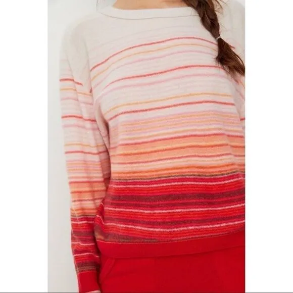 NEW Anthropologie Pilcro Emmeline Boat-Neck Cashmere Striped Ombre Sweater Small