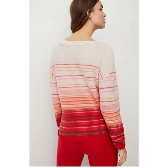 NEW Anthropologie Pilcro Emmeline Boat-Neck Cashmere Striped Ombre Sweater Small