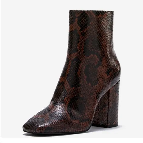 NEW❣️ASH Jade Python Leather Ankle Boots Size EU 38 US 7.5-8, Cognac