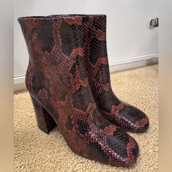 NEW❣️ASH Jade Python Leather Ankle Boots Size EU 38 US 7.5-8, Cognac