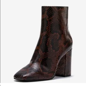 NEW❣️ASH Jade Python Leather Ankle Boots Size EU 38 US 7.5-8, Cognac