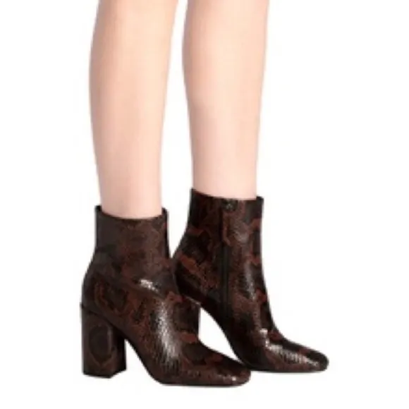 NEW❣️ASH Jade Python Leather Ankle Boots Size EU 38 US 7.5-8, Cognac