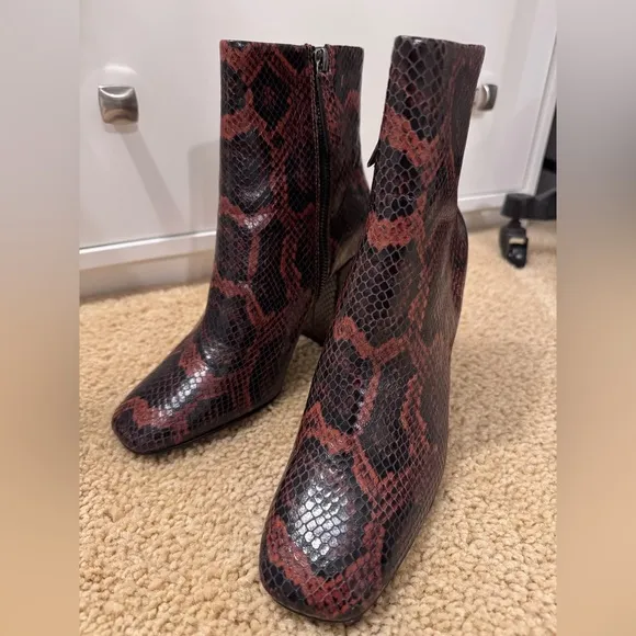 NEW❣️ASH Jade Python Leather Ankle Boots Size EU 38 US 7.5-8, Cognac